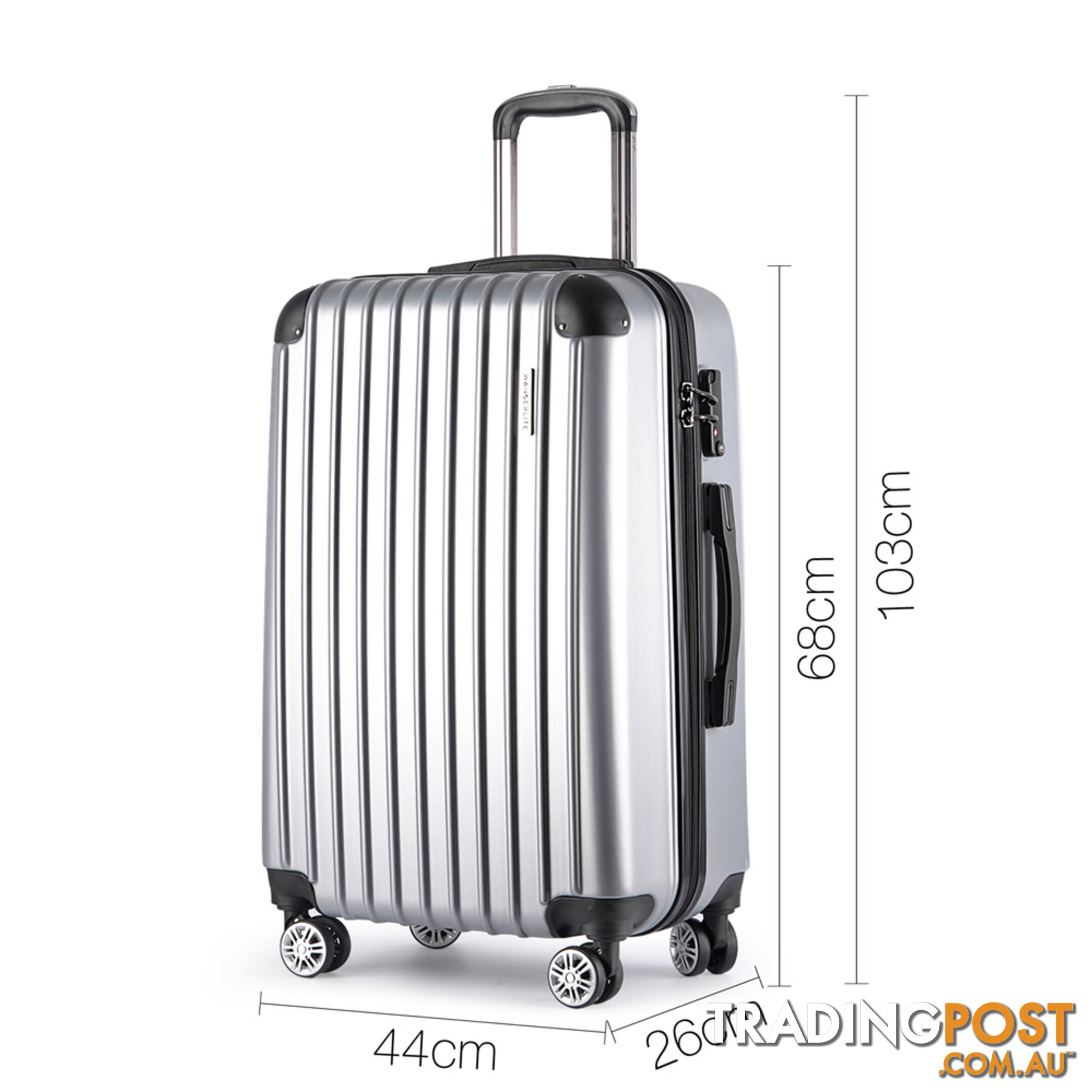 Set of 3 Hard Shell Travel Luggage with TSA Lock - Silver