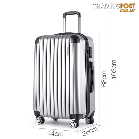 Set of 3 Hard Shell Travel Luggage with TSA Lock - Silver