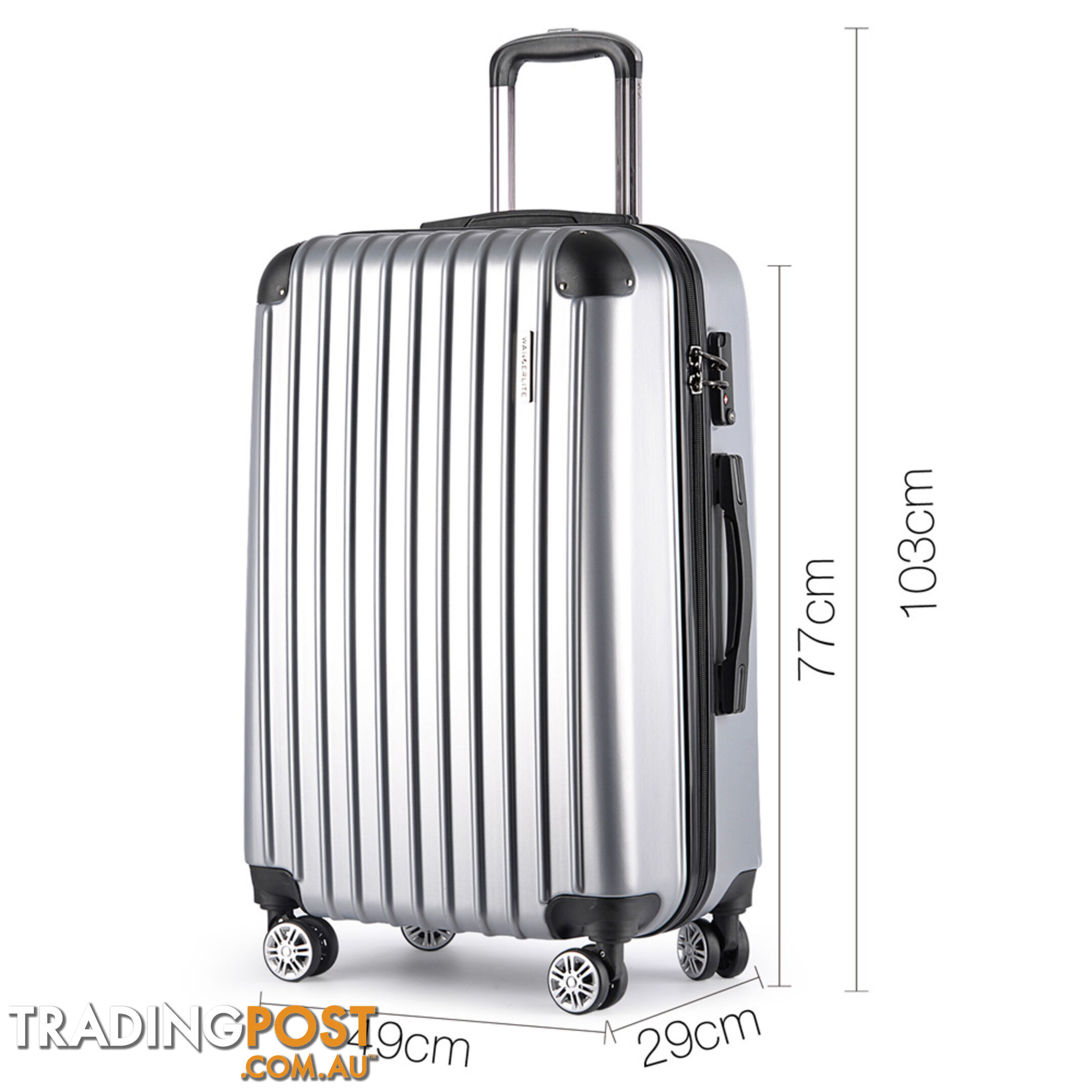 Set of 3 Hard Shell Travel Luggage with TSA Lock - Silver