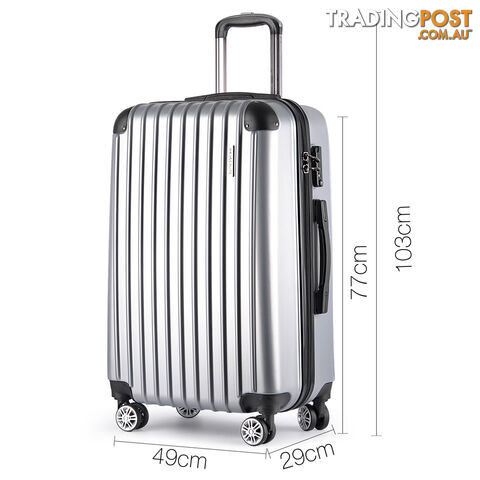 Set of 3 Hard Shell Travel Luggage with TSA Lock - Silver