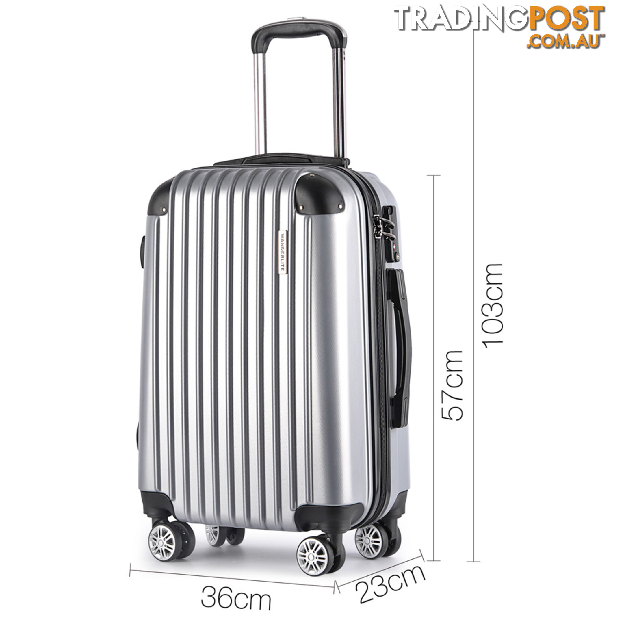 Set of 3 Hard Shell Travel Luggage with TSA Lock - Silver