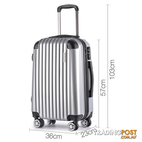 Set of 3 Hard Shell Travel Luggage with TSA Lock - Silver