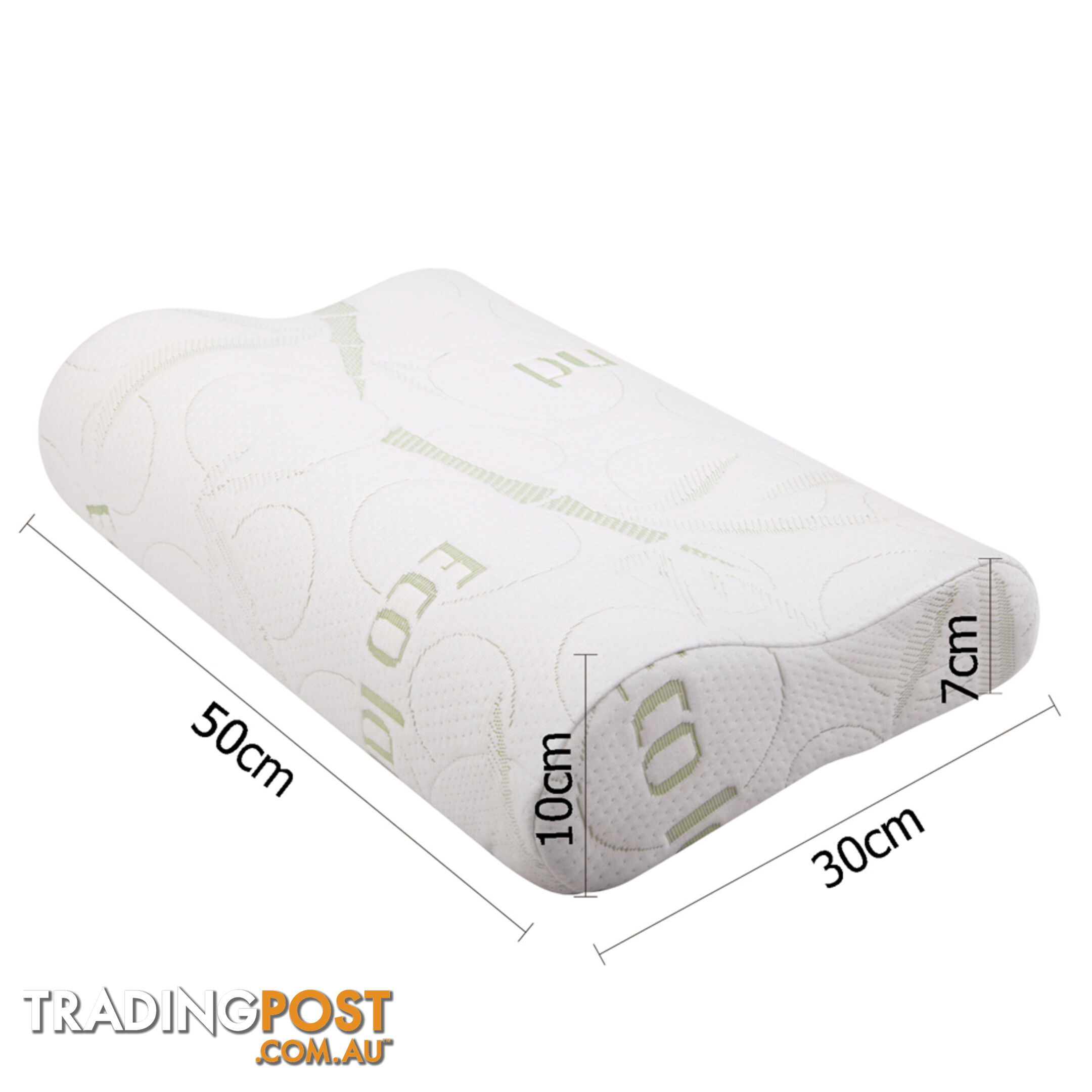 Set of 2 Bamboo Fabric Cover Contour Memory Foam Pillow 50 x 30 cm