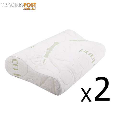 Set of 2 Bamboo Fabric Cover Contour Memory Foam Pillow 50 x 30 cm