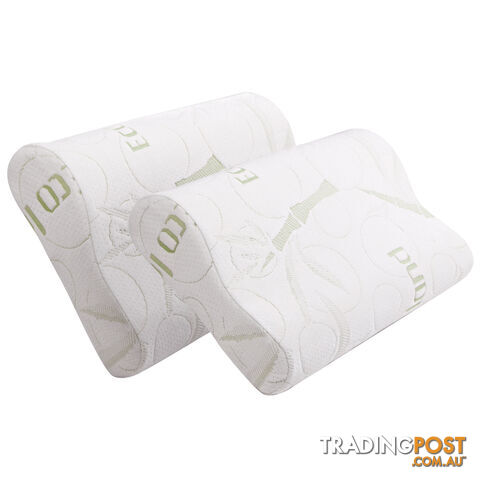 Set of 2 Bamboo Fabric Cover Contour Memory Foam Pillow 50 x 30 cm