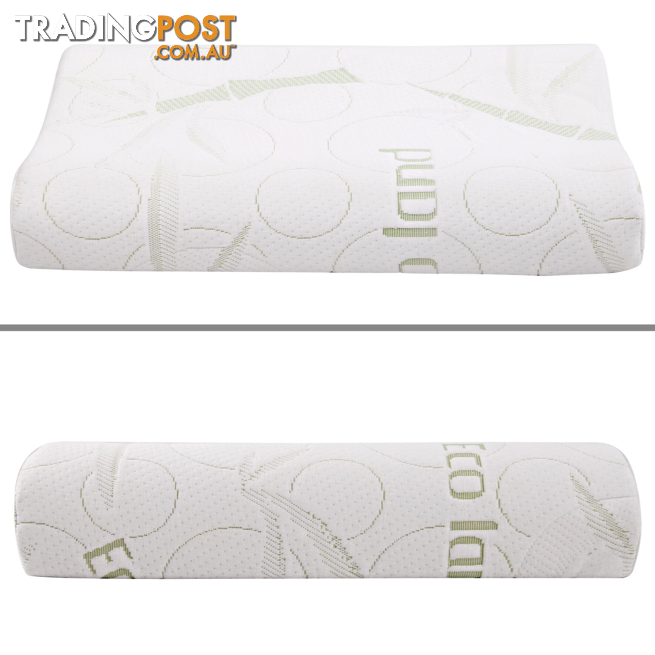 Set of 2 Bamboo Fabric Cover Contour Memory Foam Pillow 50 x 30 cm