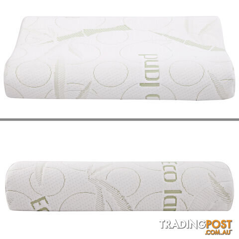 Set of 2 Bamboo Fabric Cover Contour Memory Foam Pillow 50 x 30 cm