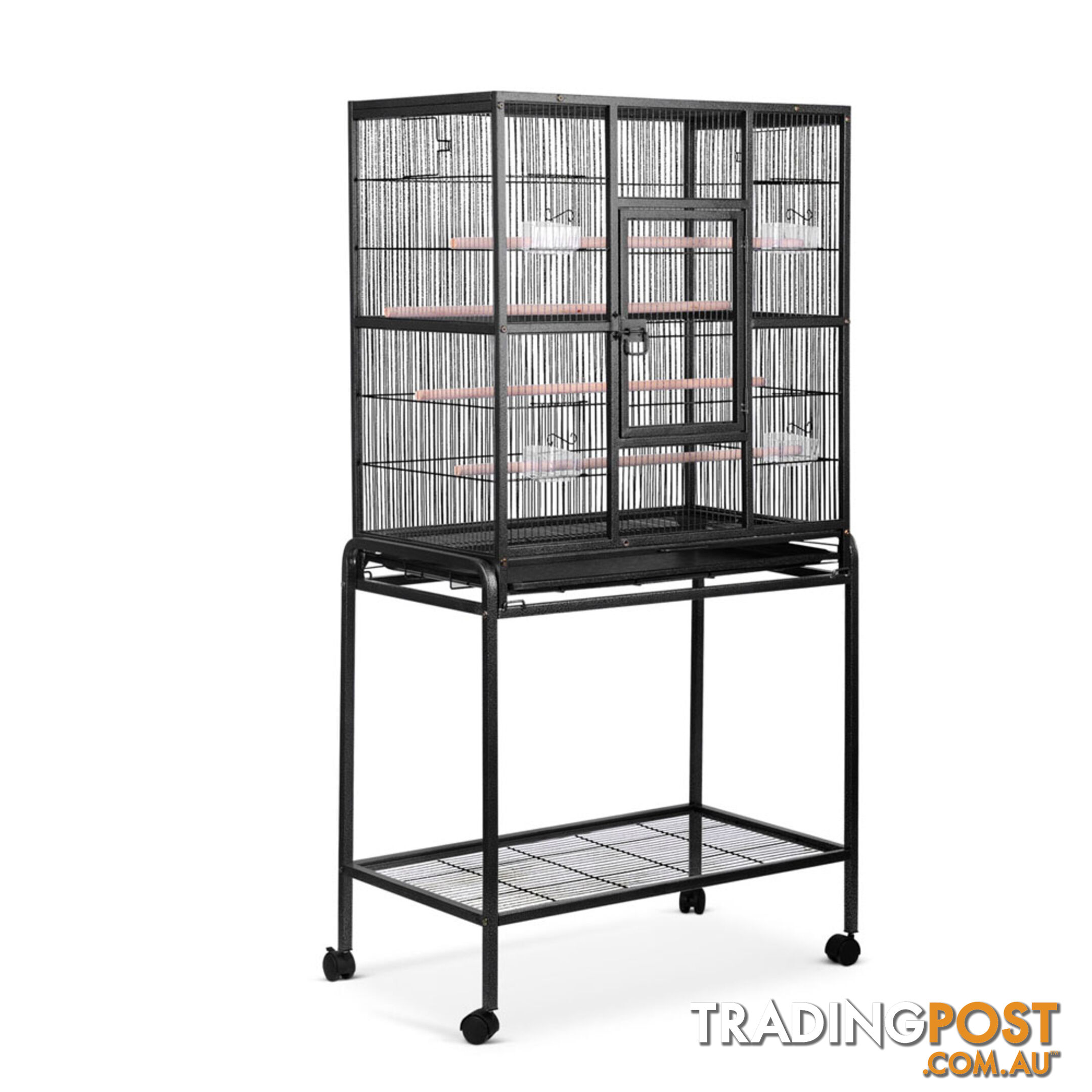 Pet Parrot Aviary Bird Cage w/ Wheels Stand 160cm Black