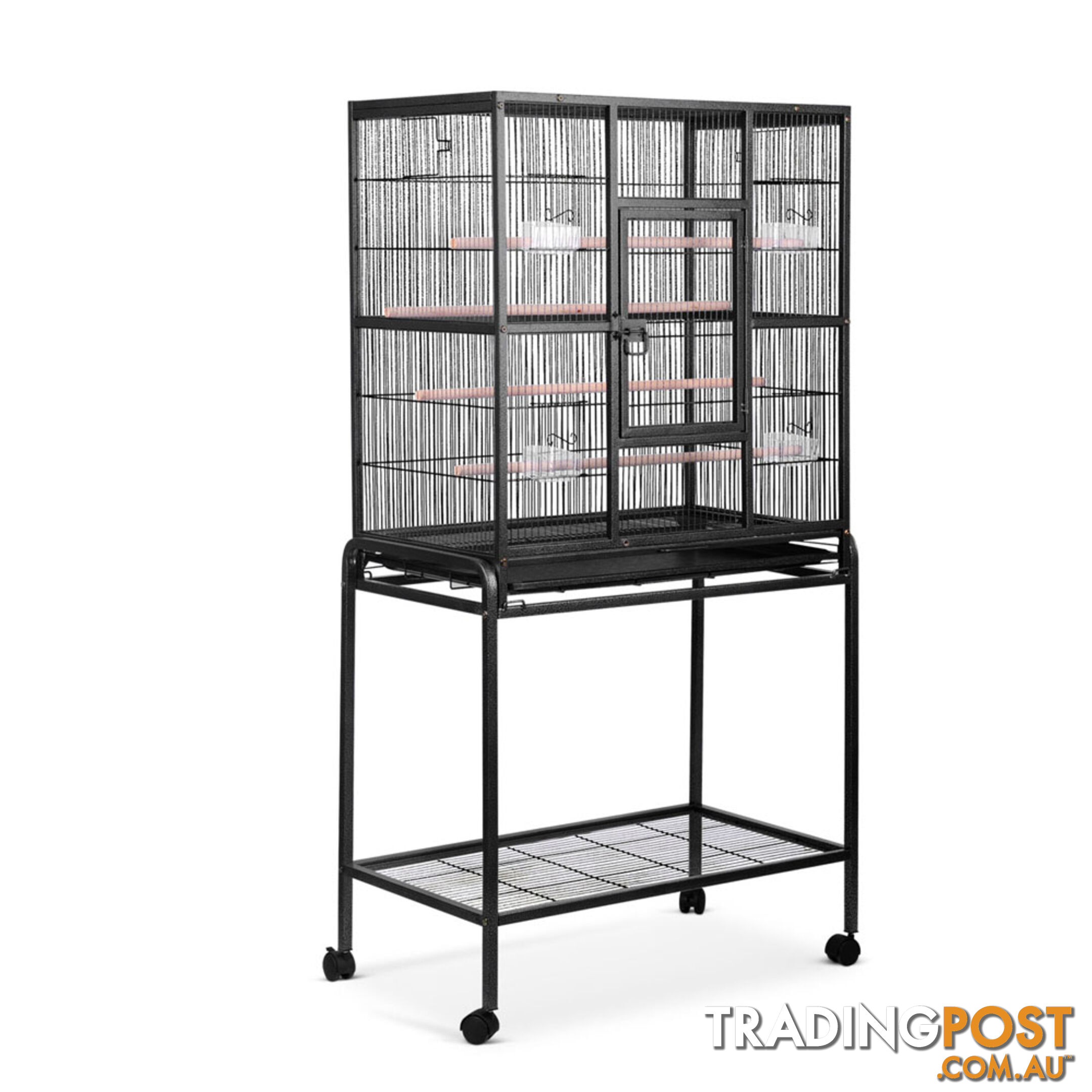 Pet Parrot Aviary Bird Cage w/ Wheels Stand 160cm Black