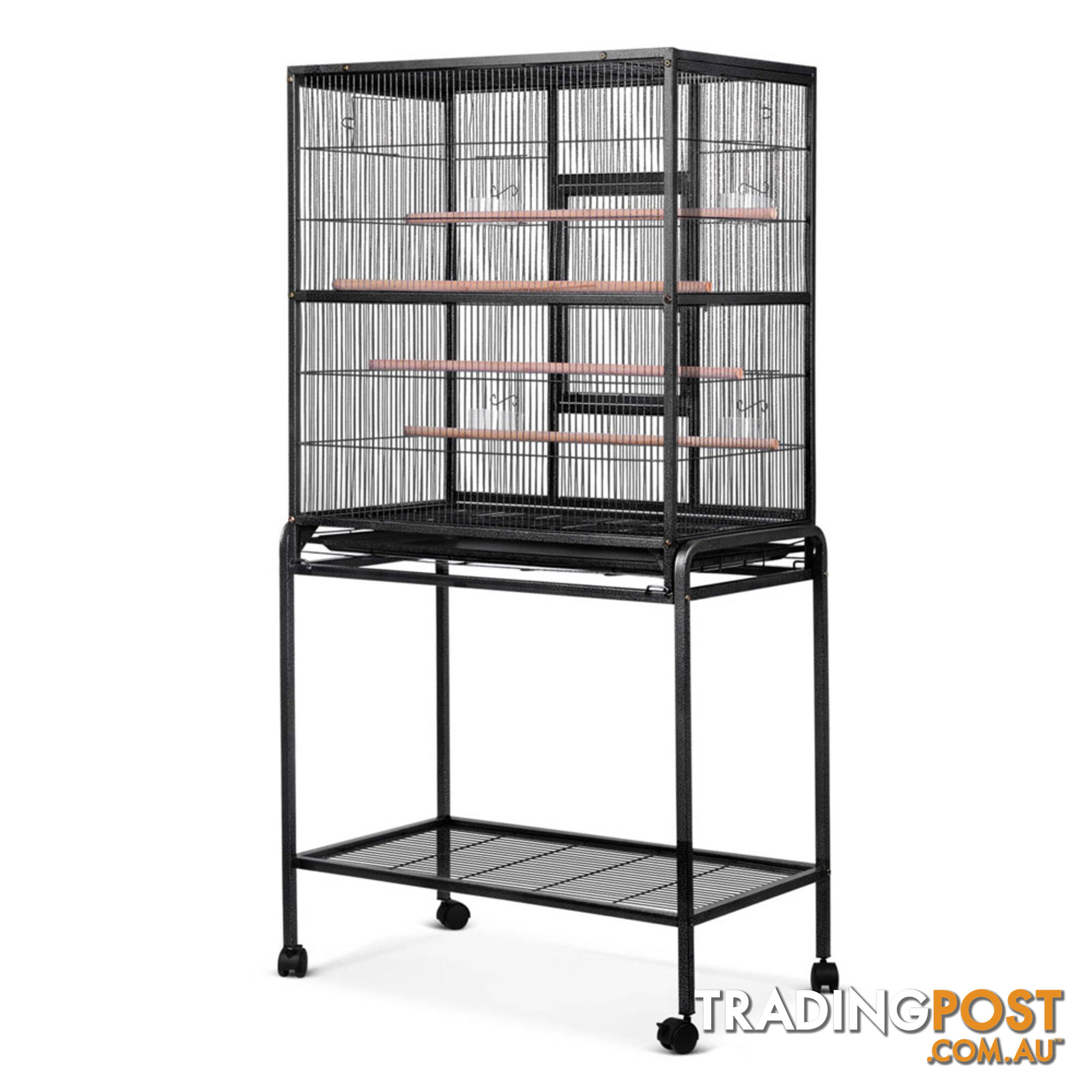 Pet Parrot Aviary Bird Cage w/ Wheels Stand 160cm Black