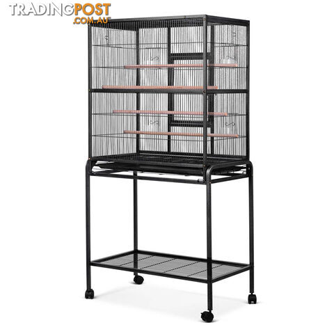 Pet Parrot Aviary Bird Cage w/ Wheels Stand 160cm Black