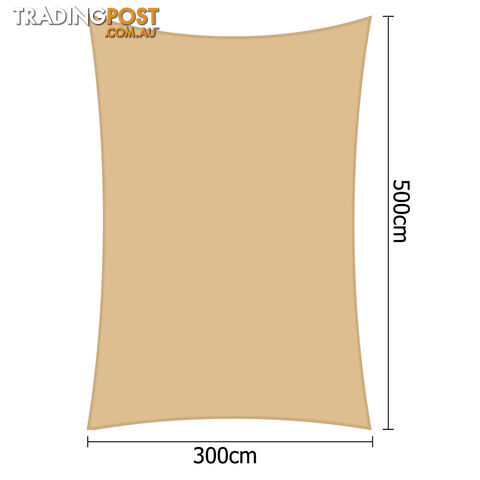 Heavy Duty Rectangle Shade Sail Canopy 3x5m Sand Beige