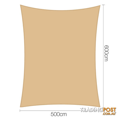 Heavy Duty 185GSM Shade Sail Canopy 5 x 6 M Sand