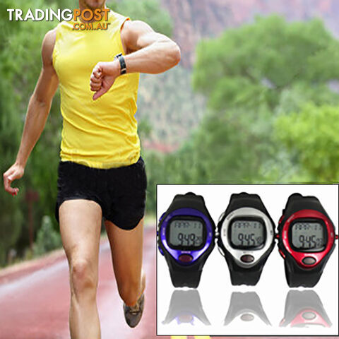 Exercise Pulse Heart Rate Monitor Calorie Counter Sports Watch Silver