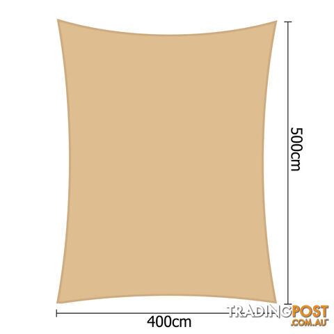 Heavy Duty Rectangle Shade Sail Canopy 4 x 5 m Sand Beige