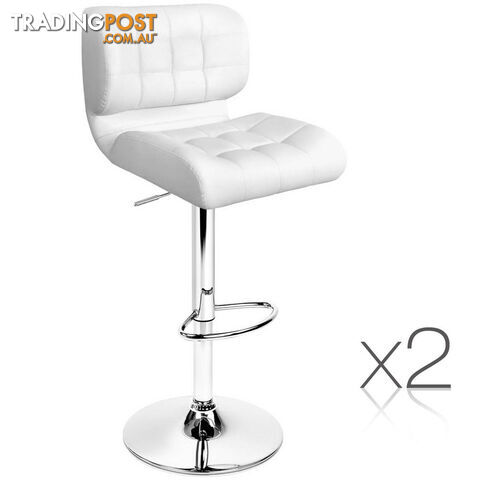 Set of 2 Leather Bar Stools - White