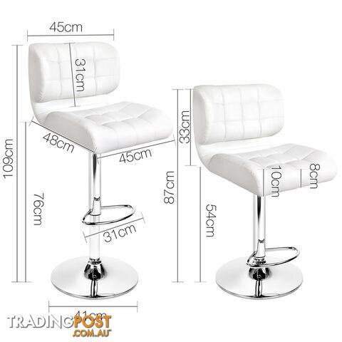 Set of 2 Leather Bar Stools - White - photo 2 of 10