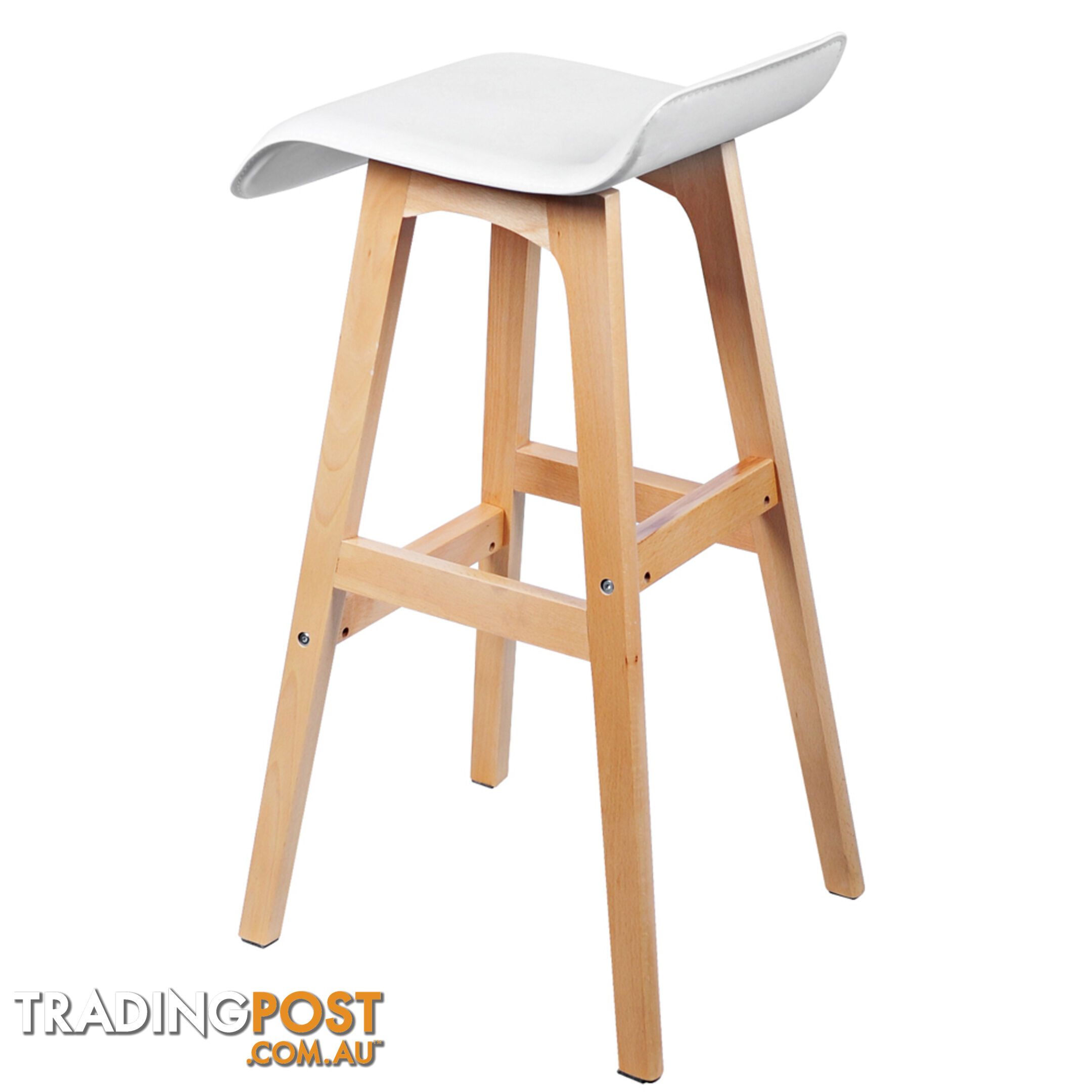 Set of 2 PVC Leather Bar Stool White