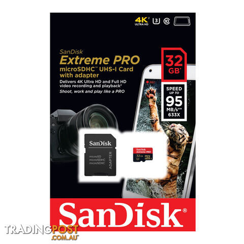 Sandisk 32GB Memory Card Extreme Pro MicroSDHC UHS-I CLASS 10 95mb/S