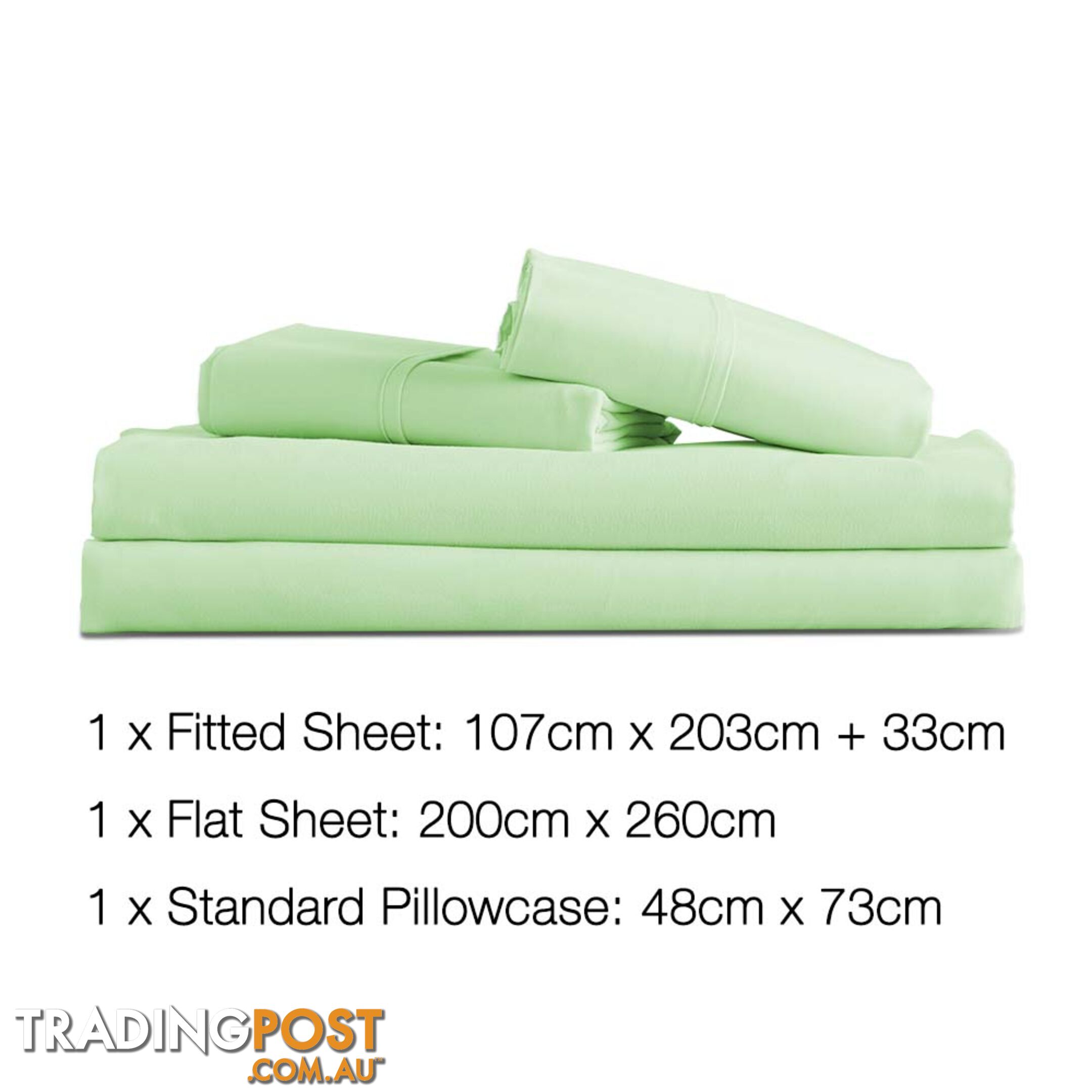 3 Piece Microfibre Sheet Set King Single _ Green