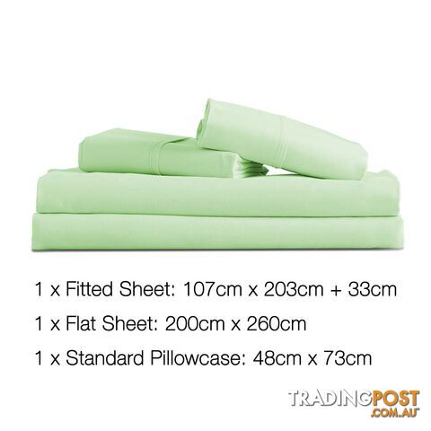 3 Piece Microfibre Sheet Set King Single _ Green