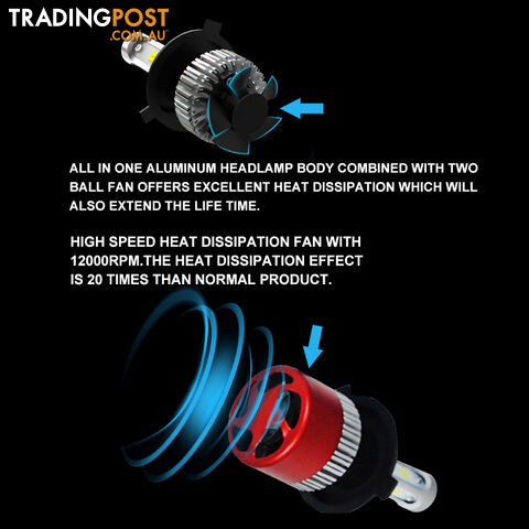 H4 180W 18000LM Philips LED Headlight KIT HIGH LOW Beam Replace Halogen Xenon