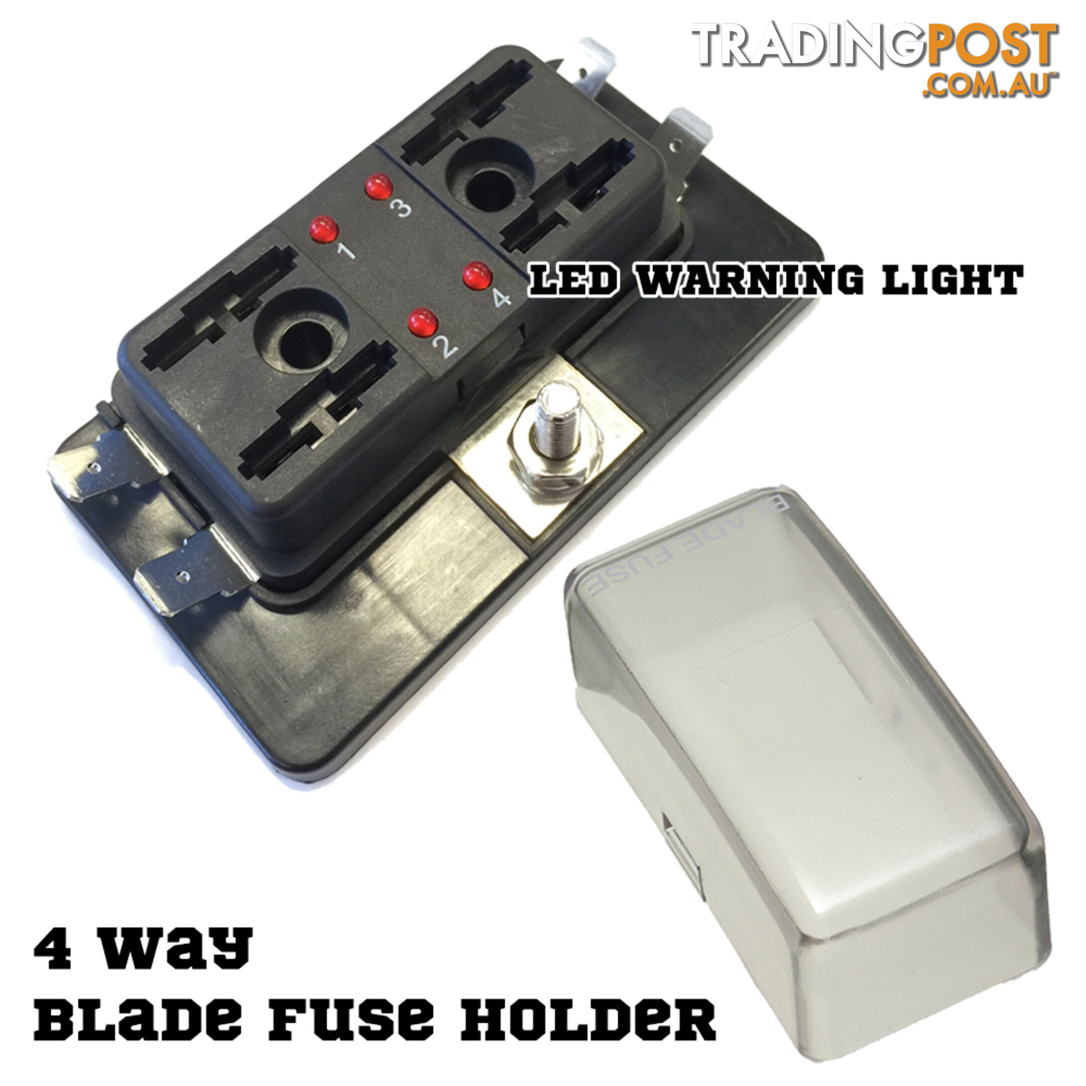 ATO 4 Way Blade Fuse Holder Box LED Light 12-32V Circuit Caravan Truck Boat 4X4