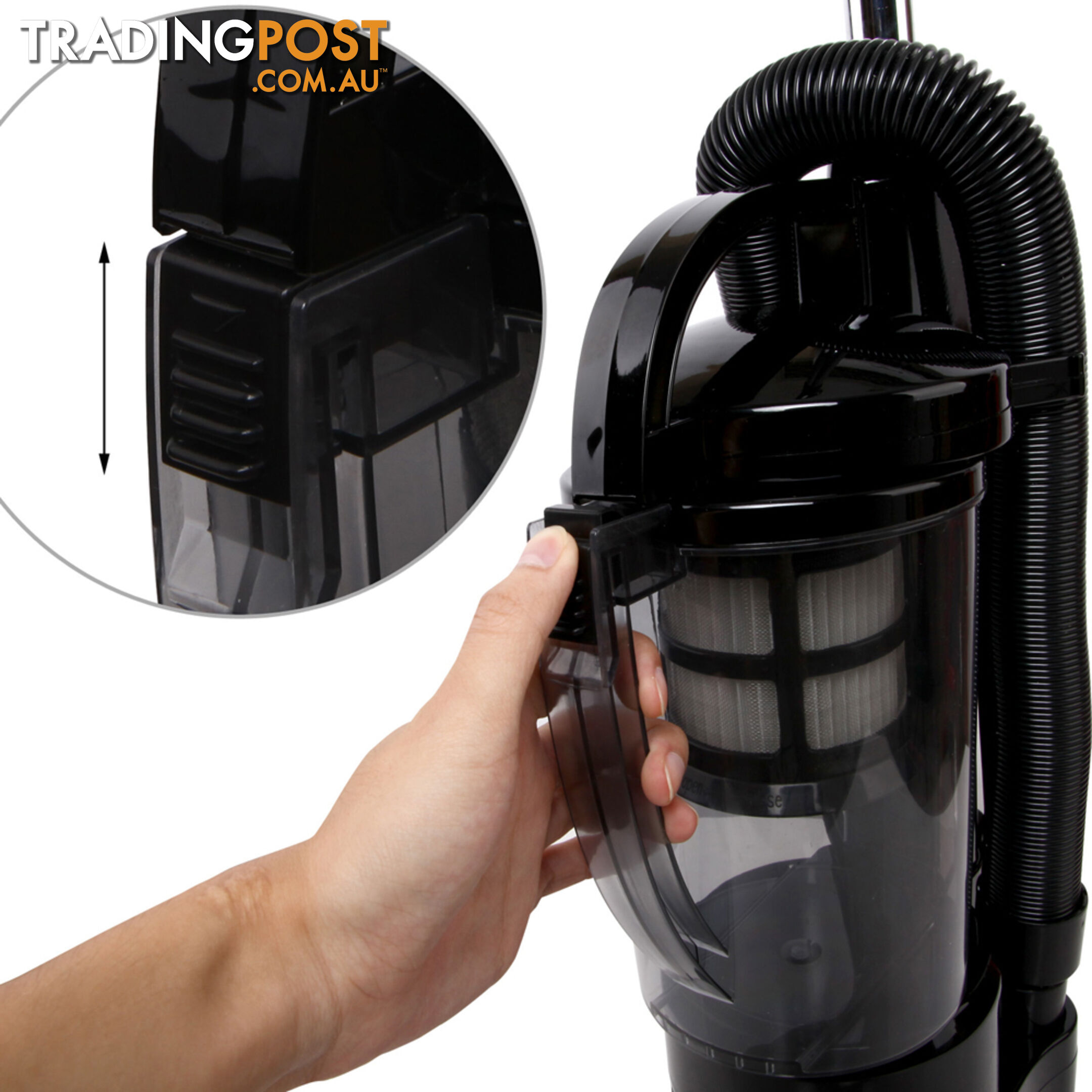 Upright Cyclonic Vacuum Cleaner Bagless HEPA Filter Black