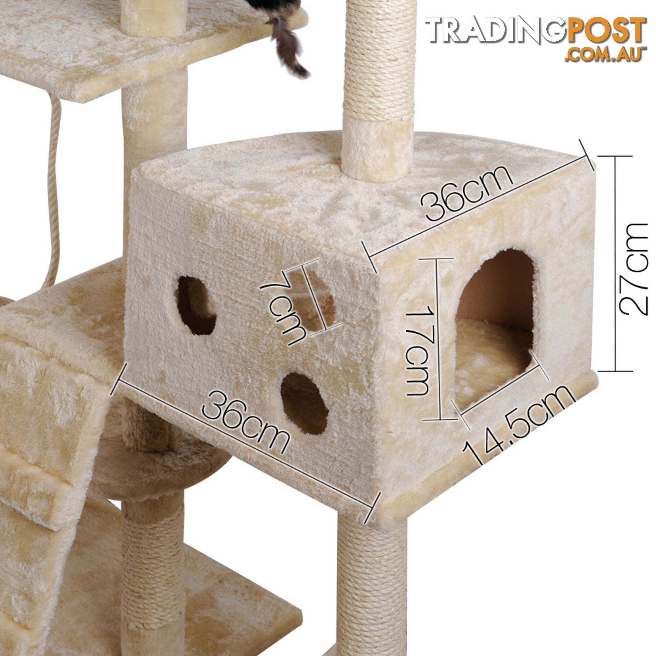 Cat Scratching Poles Post Furniture Tree 170cm Beige