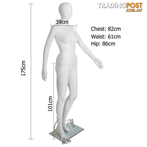 Full Body Female Mannequin Cloth Display Tailor Dressmaker Egg Head White 175cm