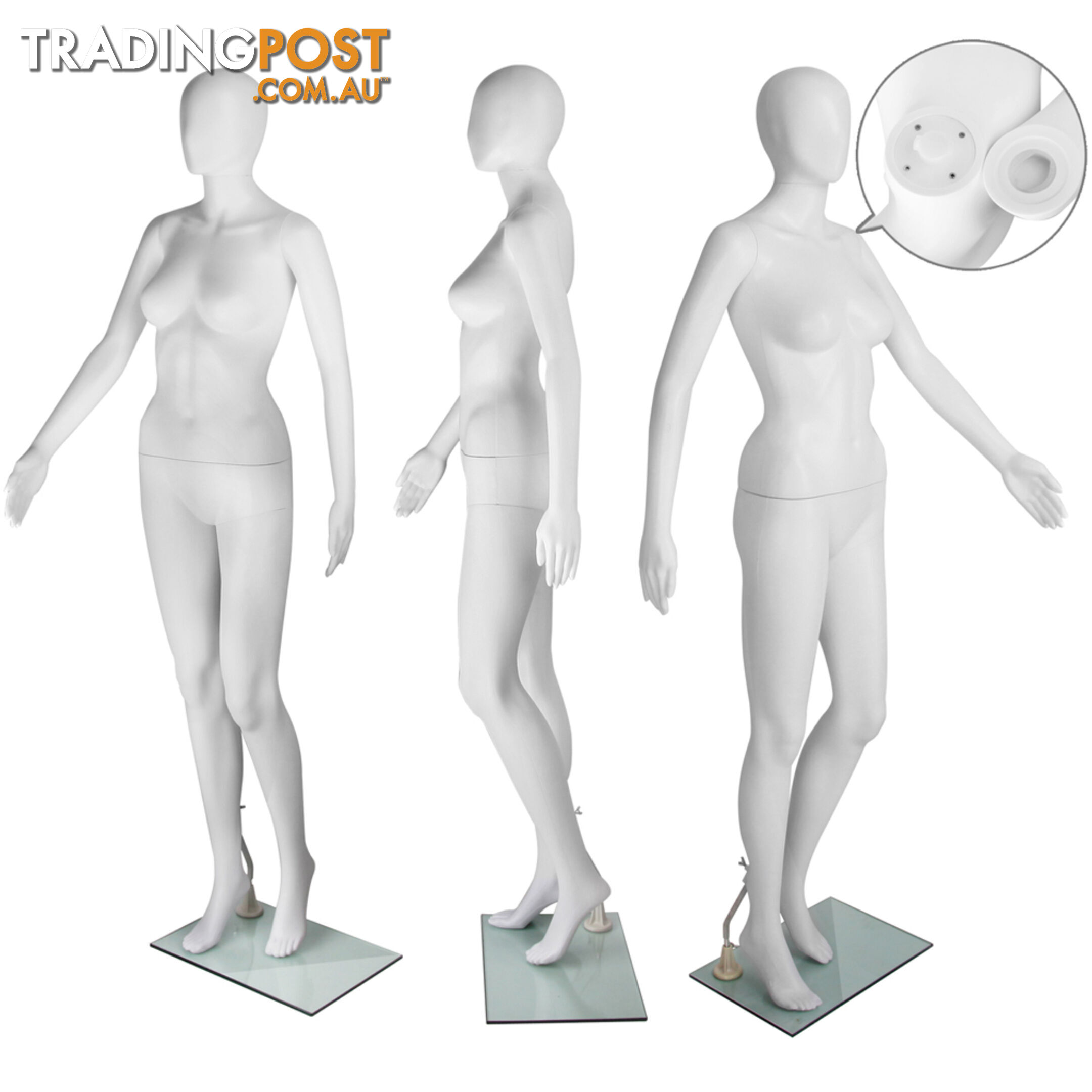 Full Body Female Mannequin Cloth Display Tailor Dressmaker Egg Head White 175cm