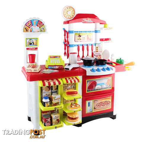 Kitchen Supermarket Pretend Play Set Red White