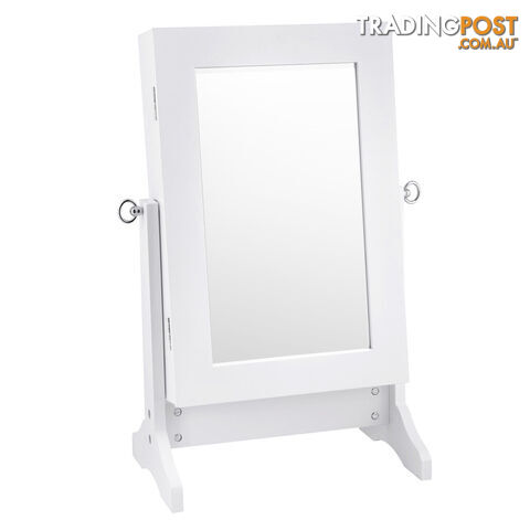 Table top Jewellery Cabinet w/ Mirror White