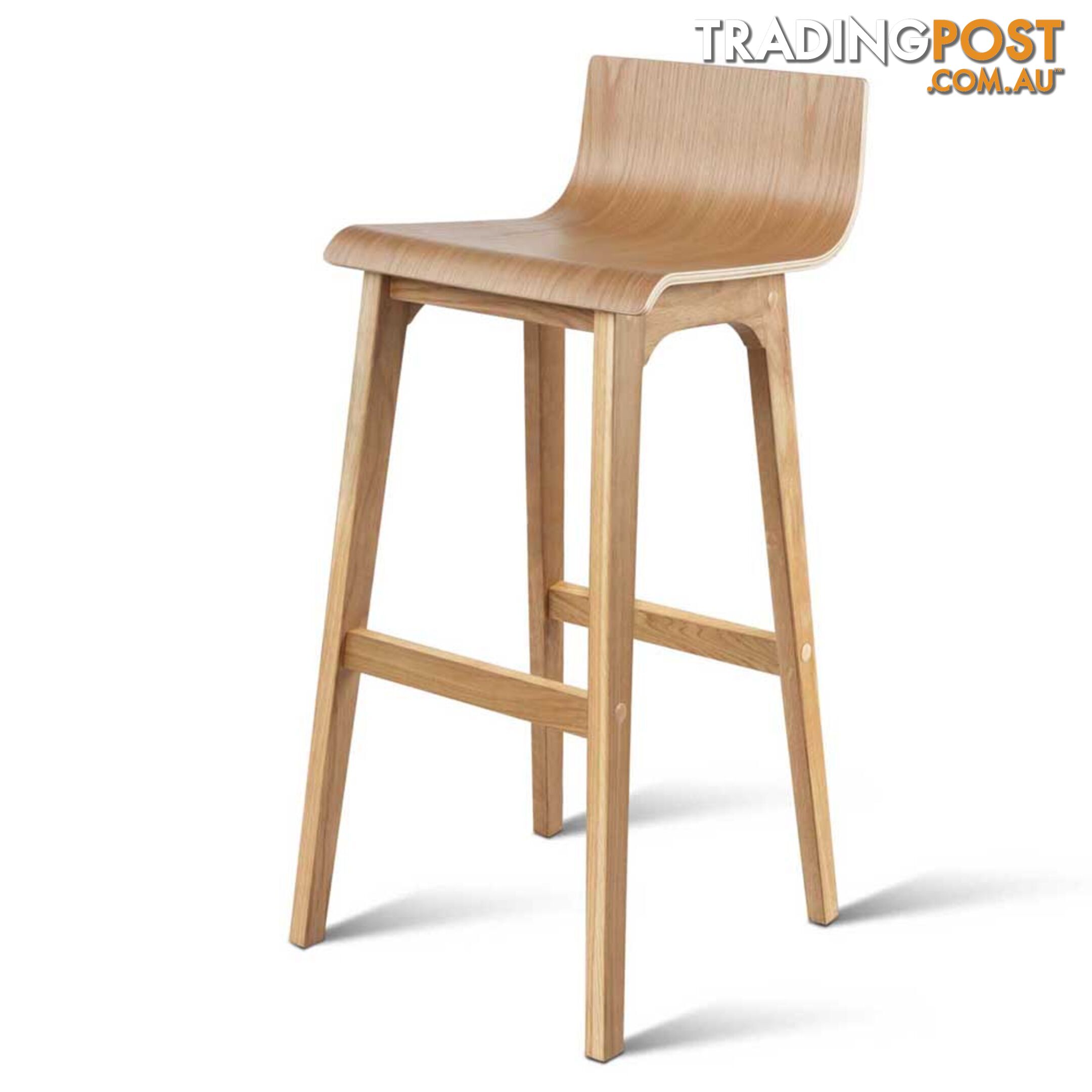 Set of 2 Oak Wood Bar Stools - Natural