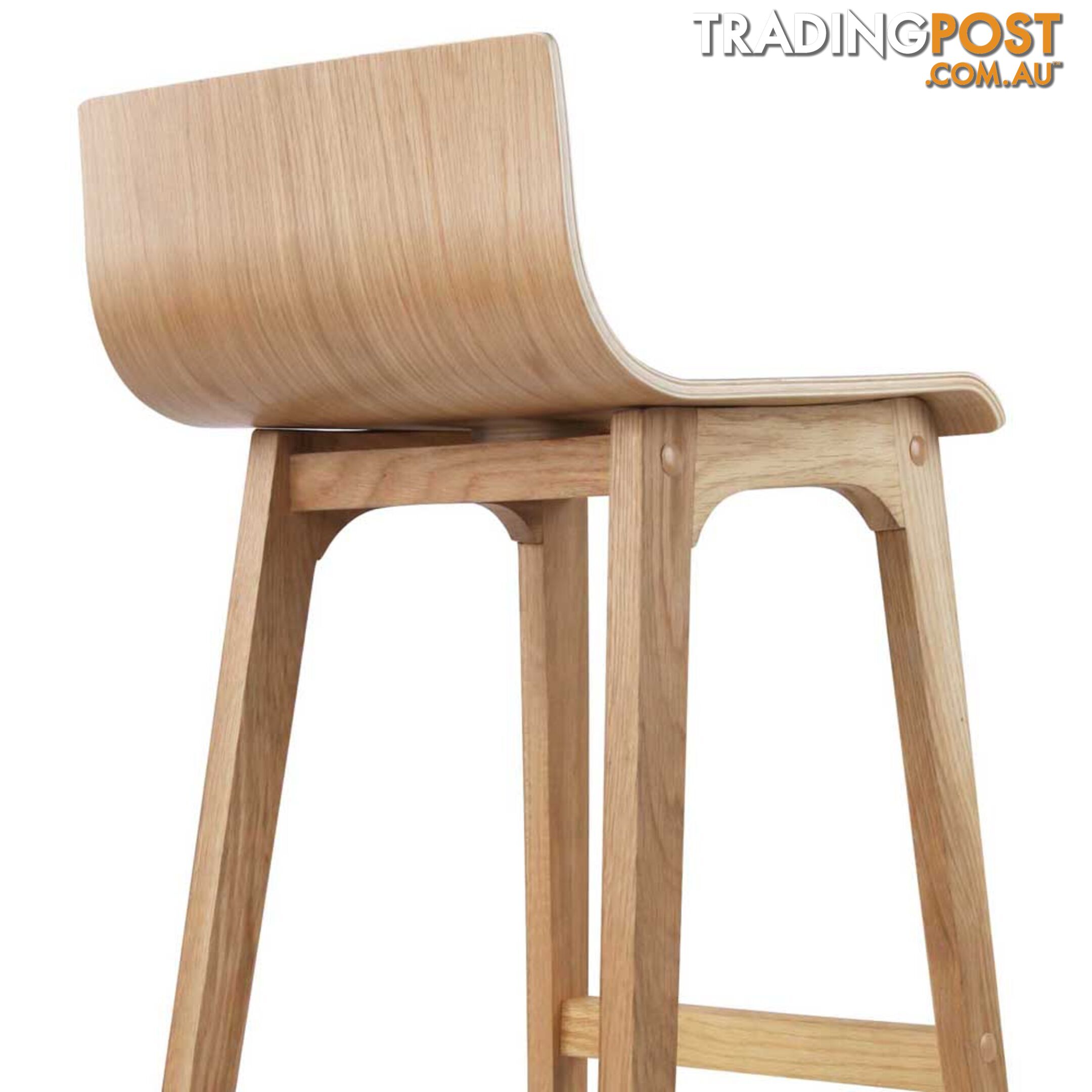 Set of 2 Oak Wood Bar Stools - Natural