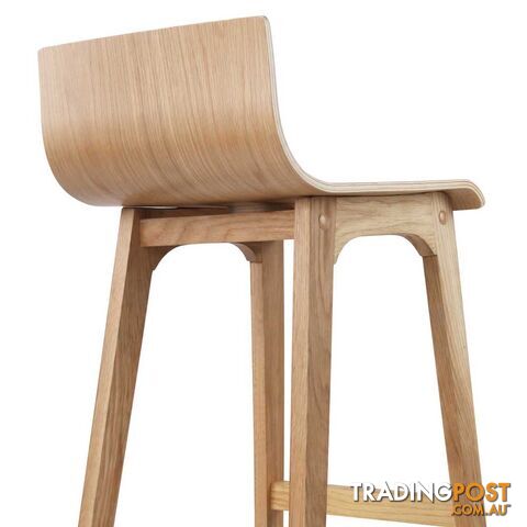 Set of 2 Oak Wood Bar Stools - Natural