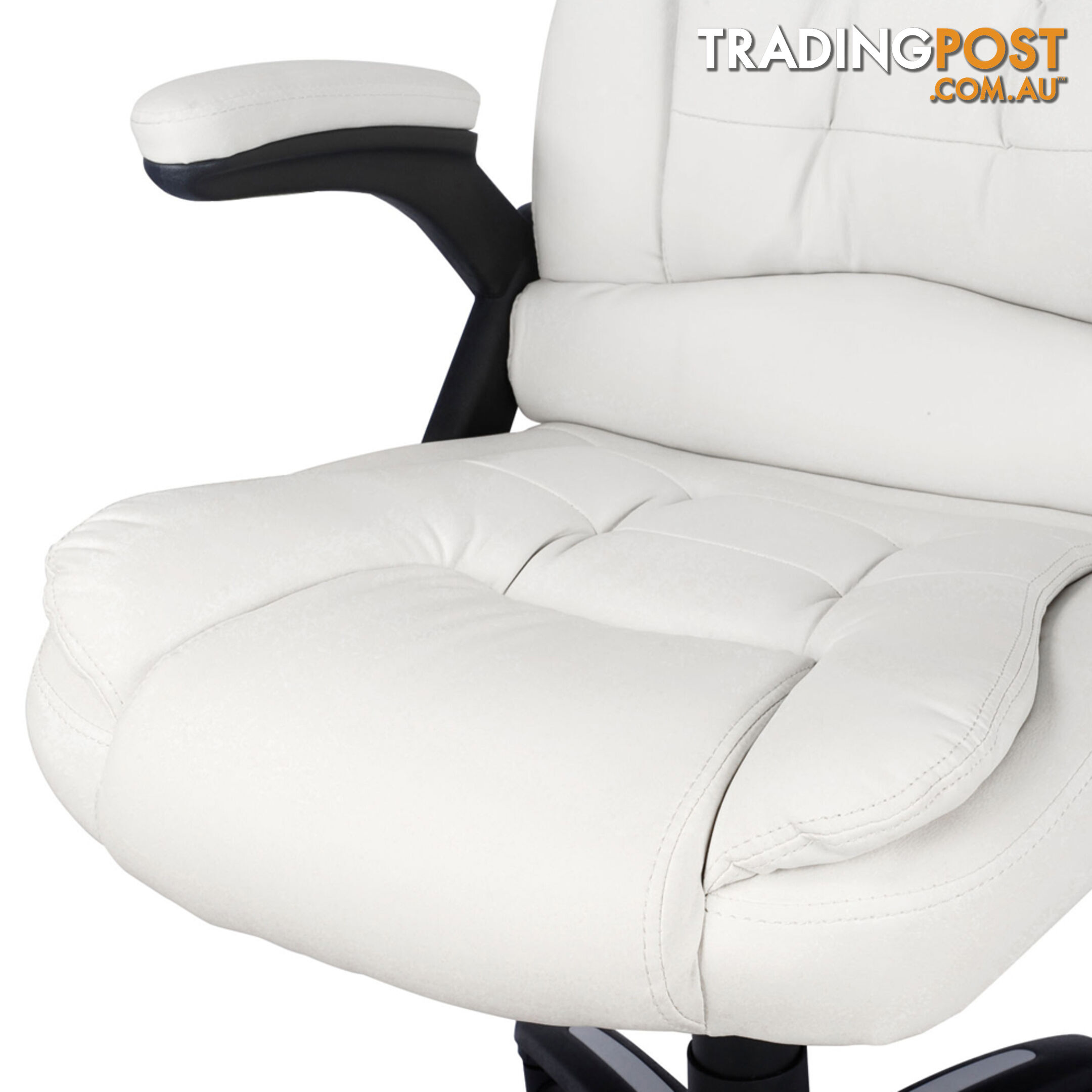 8 Point Massage Executive PU Leather Office Computer Chair White