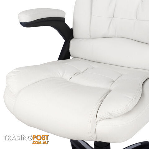 8 Point Massage Executive PU Leather Office Computer Chair White