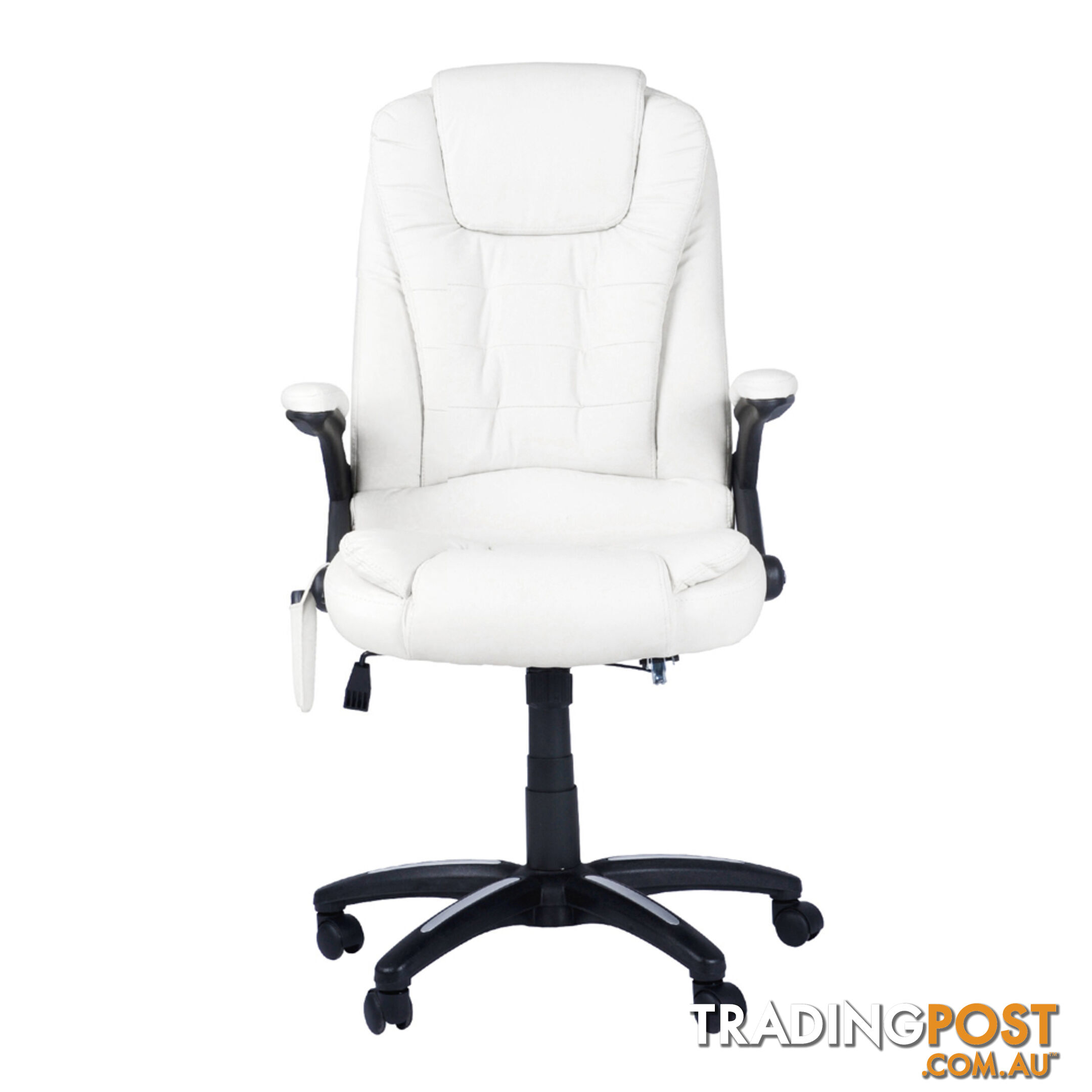 8 Point Massage Executive PU Leather Office Computer Chair White