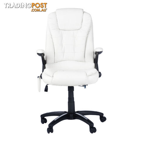 8 Point Massage Executive PU Leather Office Computer Chair White