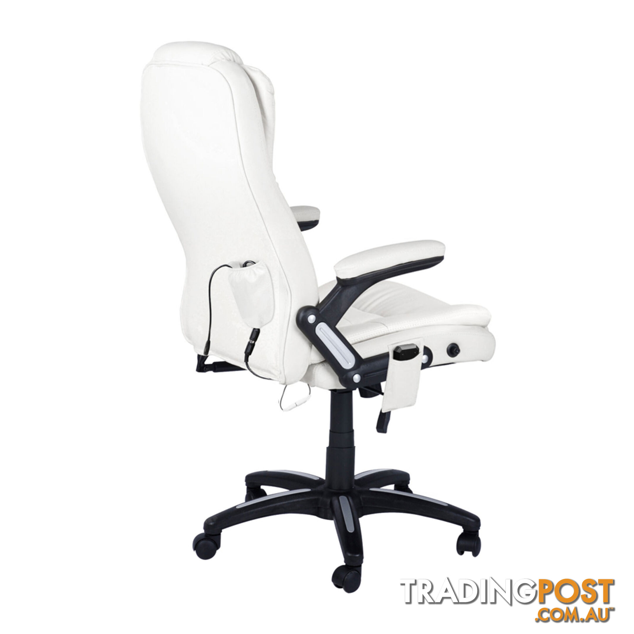 8 Point Massage Executive PU Leather Office Computer Chair White