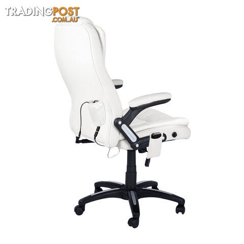 8 Point Massage Executive PU Leather Office Computer Chair White