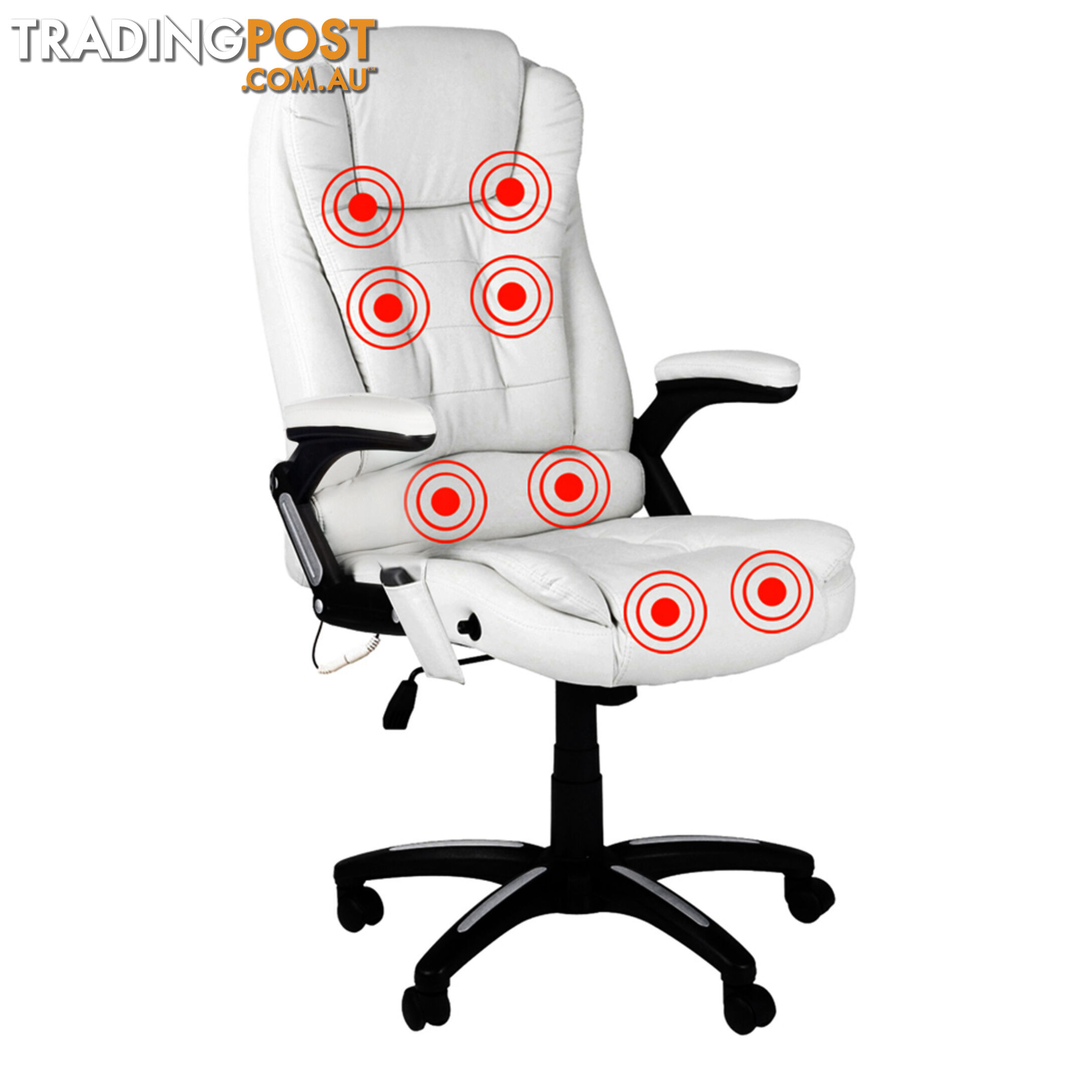 8 Point Massage Executive PU Leather Office Computer Chair White