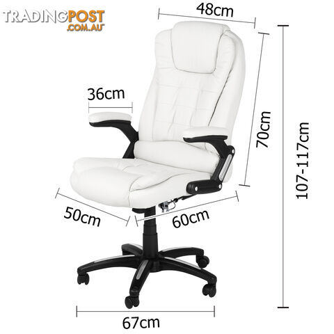 8 Point Massage Executive PU Leather Office Computer Chair White