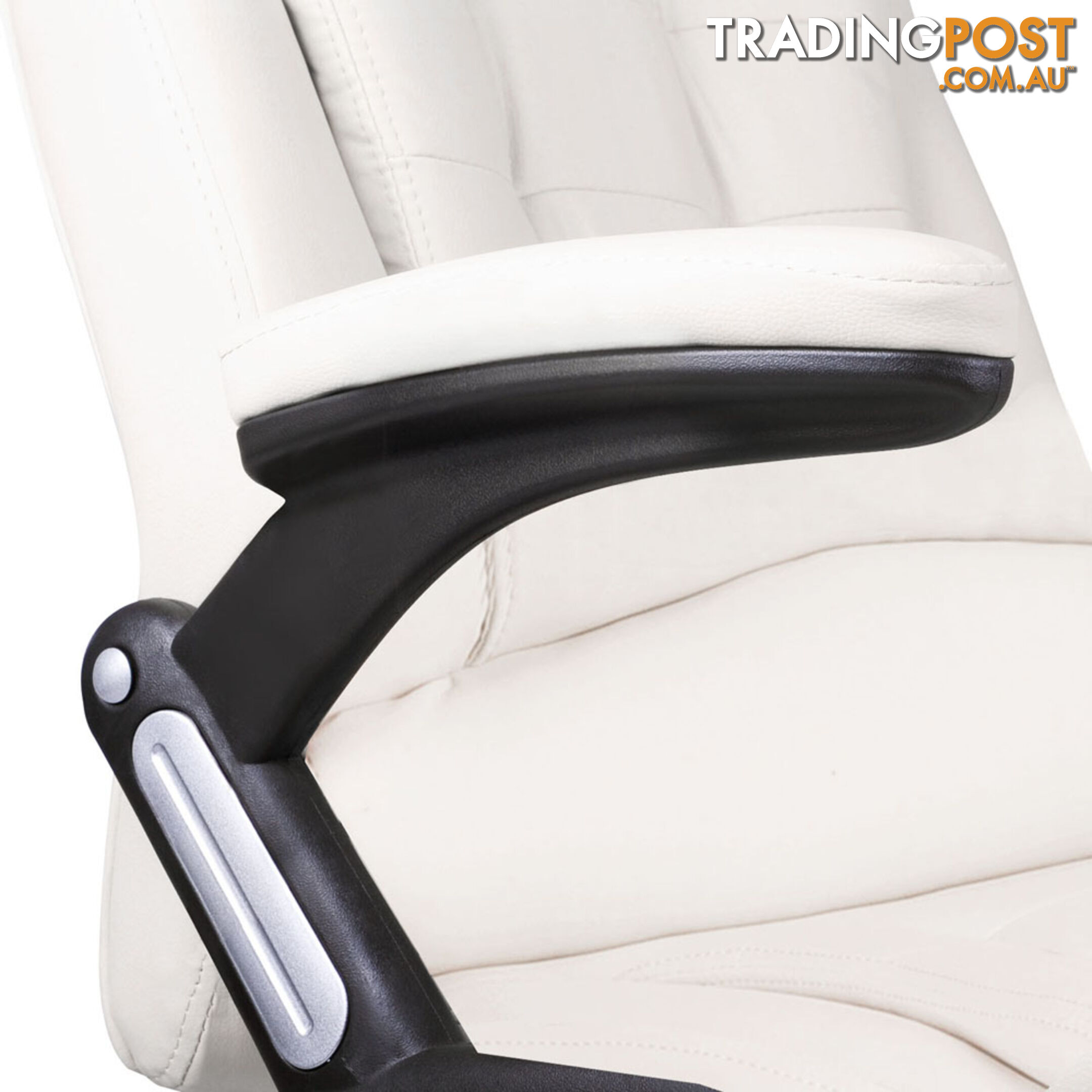 8 Point Massage Executive PU Leather Office Computer Chair White