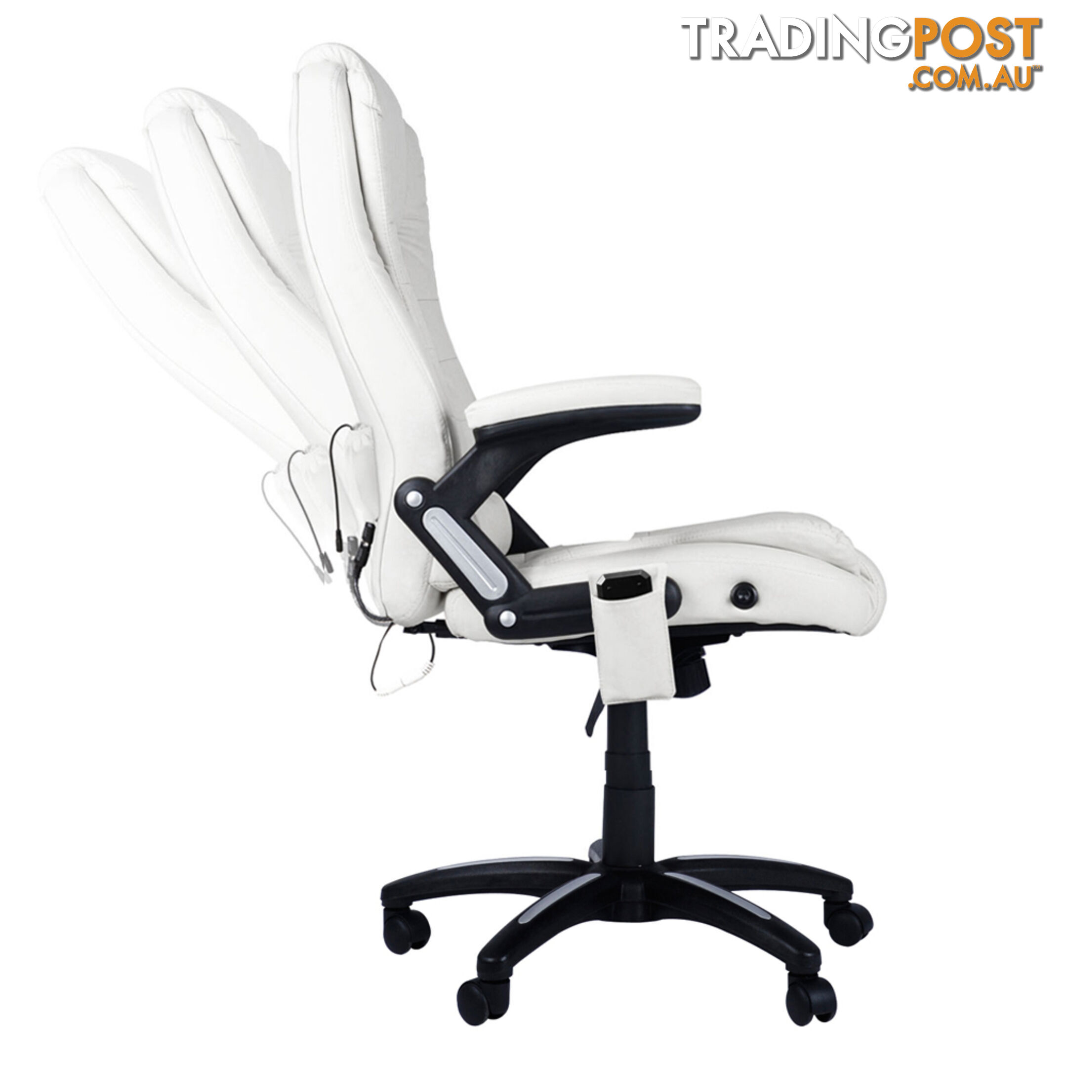 8 Point Massage Executive PU Leather Office Computer Chair White