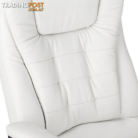 8 Point Massage Executive PU Leather Office Computer Chair White