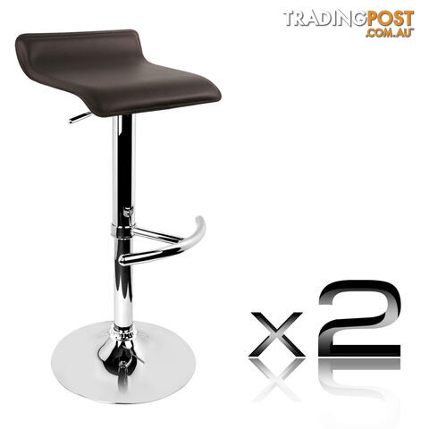 Set of 2 PVC Leather Kitchen Bar Stool Chocolate