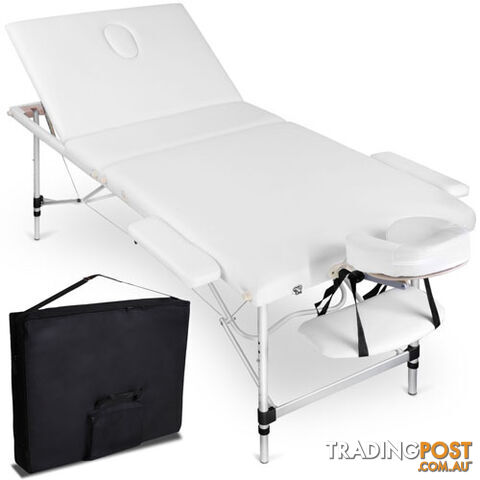 Portable Aluminium 3 Fold Massage Table Chair Bed White 75cm