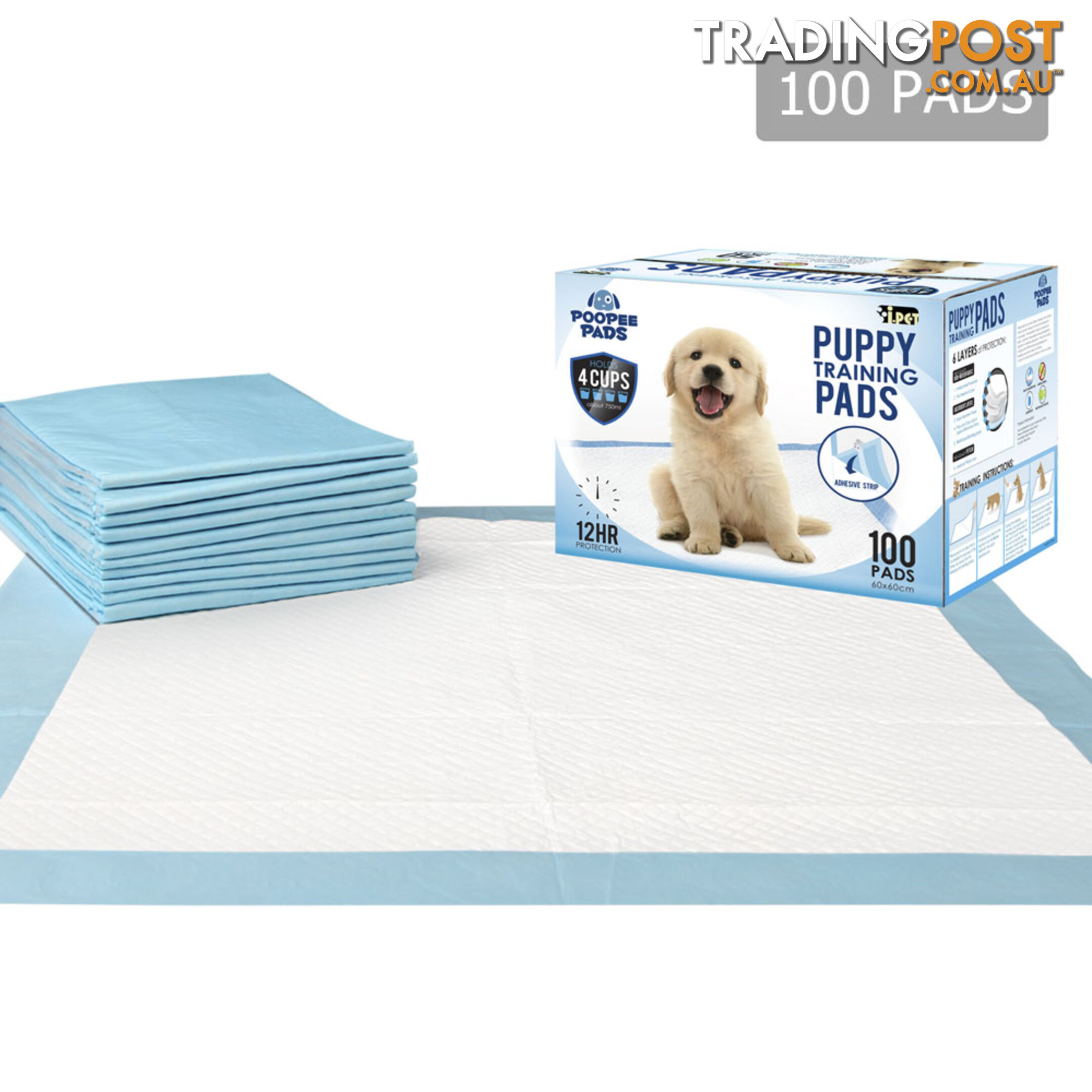 100 Puppy Pet Dog Toilet Training Pads Blue